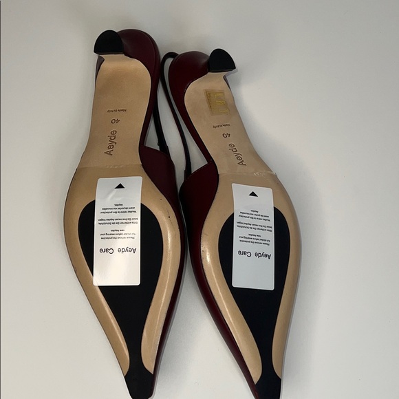 ♥️NWT AEYDE CATRINA NAPPA LEATHER SLINGBACK PUMPS IN BURGUNDY SIZE 40/US10 - Picture 12 of 15
